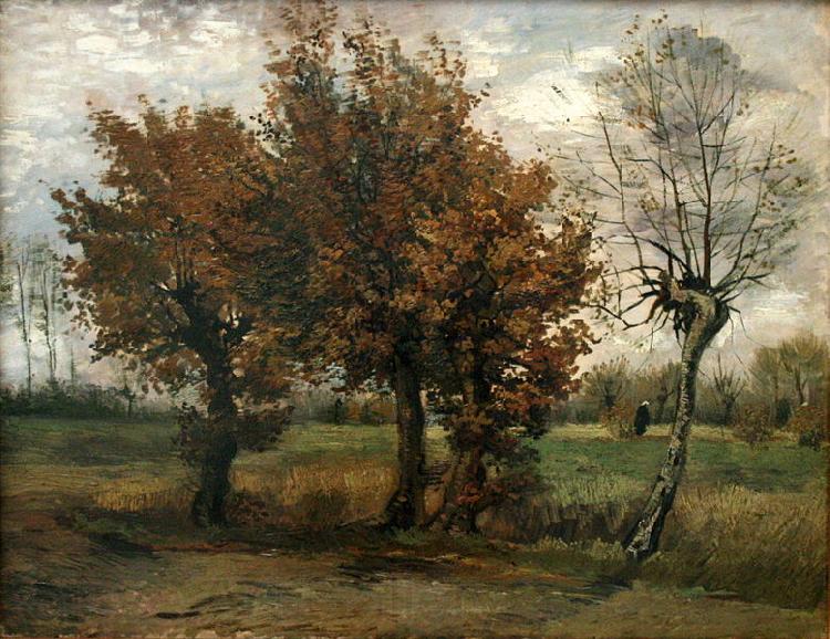 Vincent Van Gogh Autumn landscape with four trees Spain oil painting art